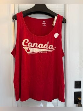 NWT Canadiana 4x Women’s Red Canada Logo Sleeveless Tank  100% Cotton